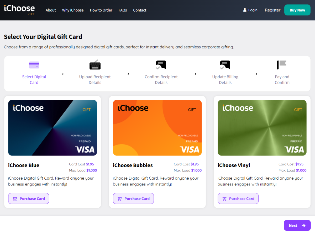 uchoose prepaid corporate gift cards